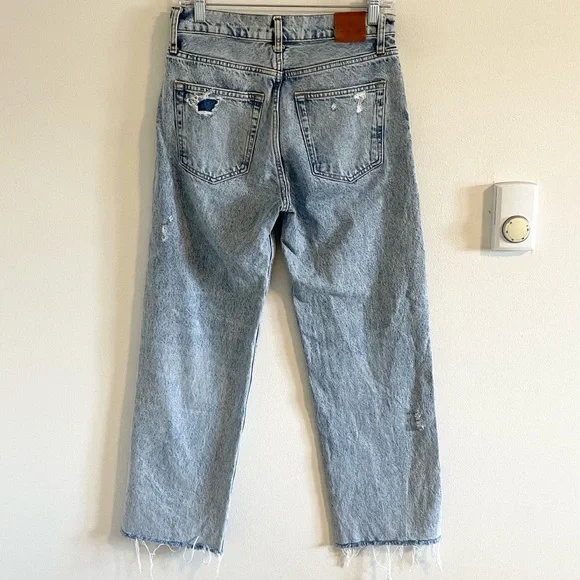 Anine Bing Gavin Jeans Relaxed Women's Size 26 Straight Leg Distressed Blue - Picture 9 of 14